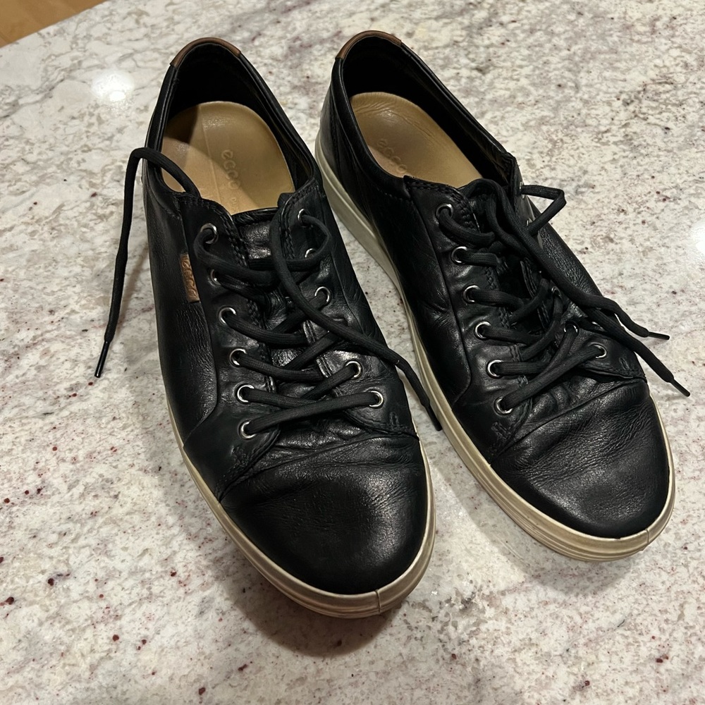 ECCO Soft 7 Mens Black Leather Low Top Sneakers Shoes Size 46 US 12-12.5